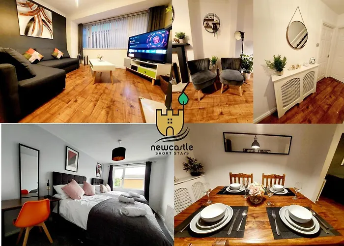 Lancaster House - Entire 4Bed House Serviced Accommodation Newcastle Free Wifi & Free 1 Off Street Parking Space Uk